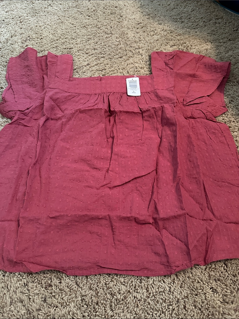 torrid Dusty Rose Square-Neck Ruffle Sleeve Top